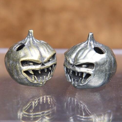 DIY Brass Pumpkin Halloween Devil Ghost Knife Bead Lanyard Pendant Umbrella Rope EDC Skull Face Paracord Bead Bracelet Accessory