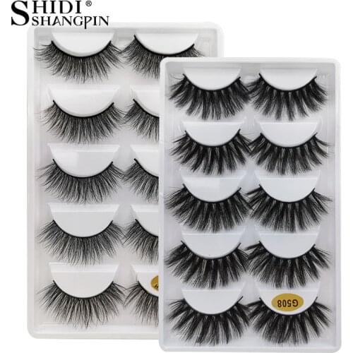 SHIDISHANGPIN 5 Pairs Fake Eyelashes Natural Mink Eyelashes Makeup False Eyelashes Cross 3d Mink Lashes faux cils maquillaje