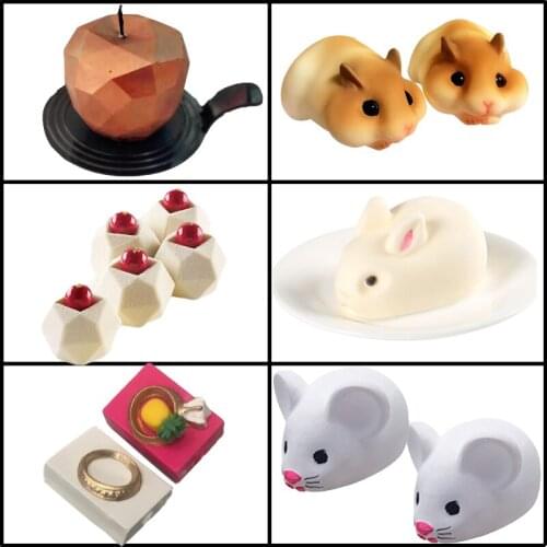 SHENHONG Diamond Ring Muffin Silicone Cake Mold Candle Pan Bunny Rat Mousse Mould Dessert Baking Tools Pastry Decorating Tray