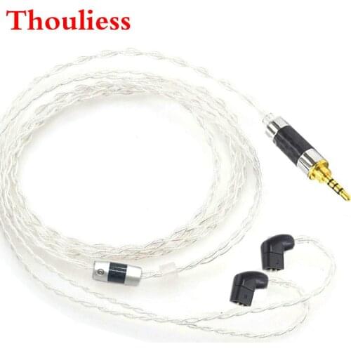 Thouliess HIFI 2.5/3.5/4.4mm Balanced Silver Plated Headphone Upgrade Cable for QDC Custom Earphone Cable 1.2 Meter