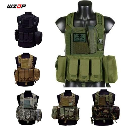 WZJP Multi Pockets Outdoor Tactical Vest Military US Army Airsoft Molle Hunting Combat Waistcoat With Magazine Pouch Vest