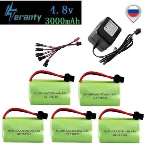 SM Plug) Ni-MH 4.8v 3000mah Battery + USB Charger For Rc toys Cars Tanks Robots Boats Guns 4* AA 4.8v Rechargeable Battery Pack
