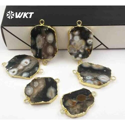 WT-C265 WKT Exclusive! New style natural ocean stone connectors with double hooks for women jewelry making beautiful pattern