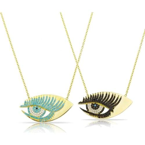 Gold Color Lucky Turkish Evil Eye Necklace Fashion Collar Black Blue 2 Colors