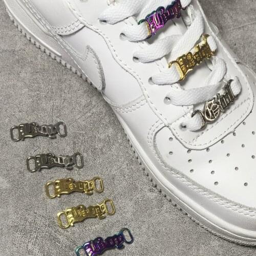 1Pair DIY Letter Shoelaces Buckle Decorations Sneaker Kits Metal Lace Buckle Stylish Sports Metal Kits Shoelaces Accessories