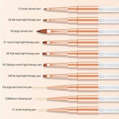 1PC Acrylic Nail Art Brush Liquid Powder Carving UV Gel Extension Builder Painting Brush Lines Liner Drawing Pen Manicure Tools