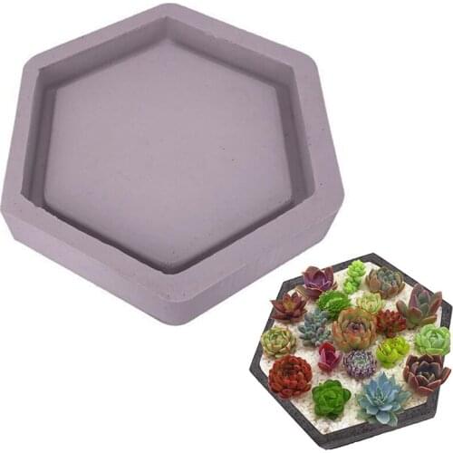 1PC Hexagonal Flower Pot Base Silicone Tray Mold Garden Home Flowers Succulents Flower Pot Base Concrete DIY Mold Random Color
