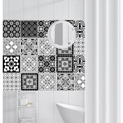 10/15/20cm European retro Black White SelfAdhesive Wall tile Stickers Anti Oil Waterproof Simulation Tiles Kitchen Bathroom