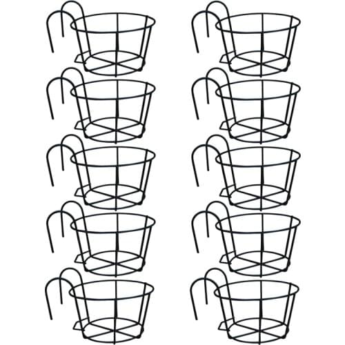 10Pcs Balcony Flower Rack Hanging Iron Wire Rack Flower Pot Holder Plant Stands