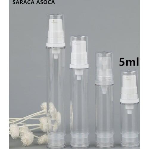100pcs/lot 5ml Empty Airless pump plastic Bottles Vacuum Pressure Emulsion Bottle With Lotion Pump Cosmetic packaging bottling