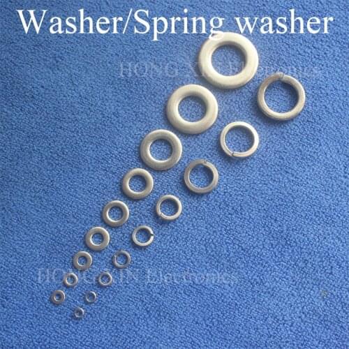 20Pcs M2 M2.5 M3 M4 M5 M6 M8 M10 M12 304Stainless Steel Large Size Flat Washer/Spring Washer Plain Washer Hardware Accessories