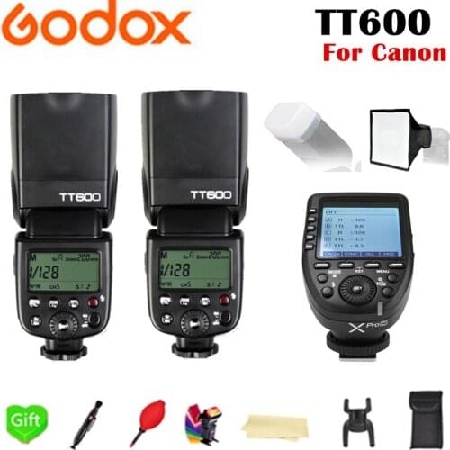 2X Godox TT600 TT600S 2.4G Wireless TTL 1/8000s Flash Speedlite + Xpro-C Trigger for Canon 1100D 1000D 7D 60D 50D 600D Camera