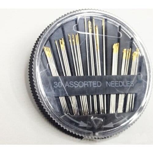 30pcs/box Tail Gold Plated Assorted Hand Sewing Needles Art Embroidery Knitting Needle Home DIY Sewing Accessory Kit