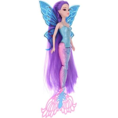 30cm Plastic Toy Classic Mermaid Princess Doll Girl Female Action Figures with Butterfly Wing Home Ornaments