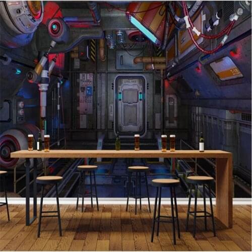3D Three-dimensional Spaceship Internal Space Photo Wallpapers Theme Restaurant Cafe Bar Industrial Decor Mural Wall Paper 3D