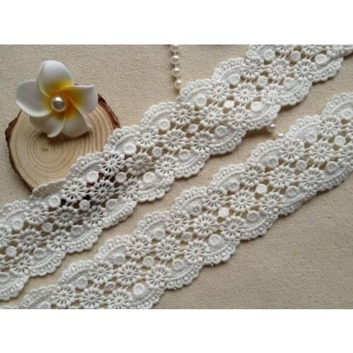 5 Yards Ivory White Water Soluble Lace Trim Crochet Flower Lace Fabric Sewing Trims 5CM Wide