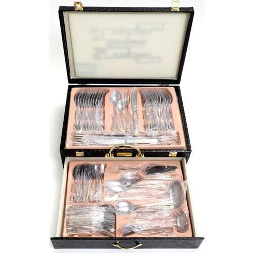 72-Piece Set Cutlery Sets Stainless Steel Tableware Set Fork Knife Spoon Set Dinnerware Zero Waste Kitchen Dinner Set Gift Box