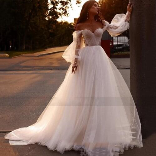 Boho Wedding Dresses Bohemian Detachable Long Puff Sleeve Bride Dress Vintage Lace Beach Wedding Gowns Plus Size Corset Back