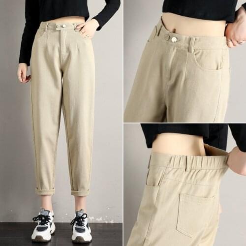 2019 new tall waist torre pants female relaxed joker show thin straight female leisure tooling pants
