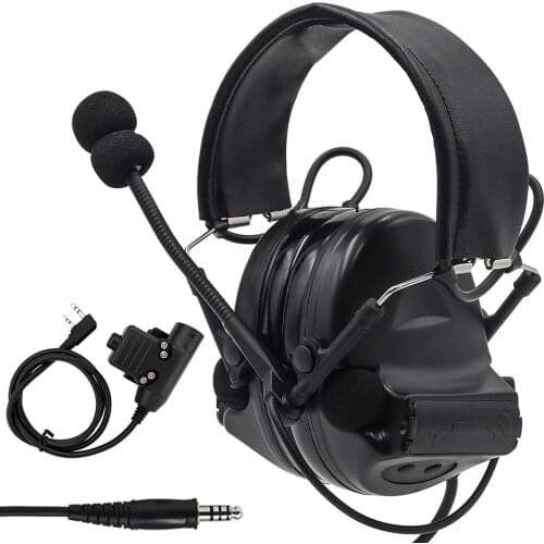 Comtac II Tactical Headset Military Airsoft Headphones Noise Reduction Pickup Headphone with U94 PTT 2 Pin for Outdoor Sports