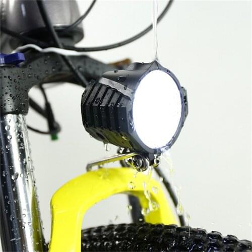 Electric Bicycle Lights LED Bicycle Headlight 12W 12V-80V Waterproof Bike Front Light Flashlight 4 Lights with Horn for Bike