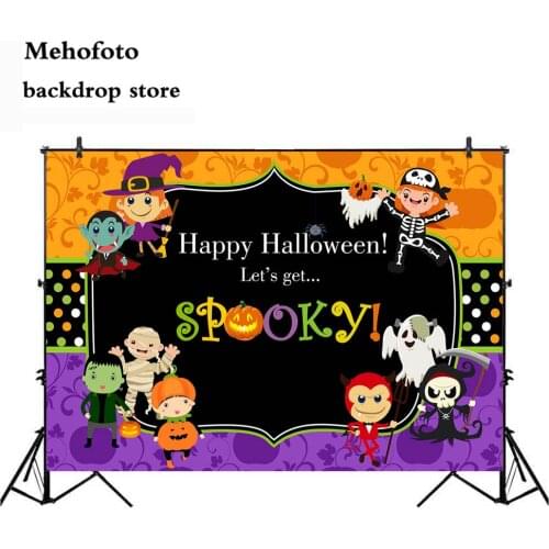Mehofoto Spooky Happy Halloween Photo Backdrop for Photography Lets Get More Funny Background Parties Supplies Props 987