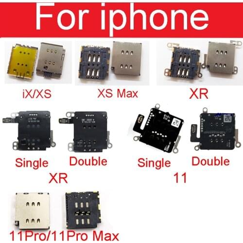 Sim Card Tray Socket For Iphone 11 X XR XS Max Pro Dual Single Sim Reader Card Slot Holder Flex Ribbon Cable Replacement Repir