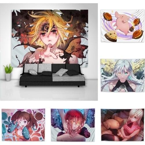 Nanatsu no Taizai Meliodas Elizabeth Diane Gowther Tapestry Art Wall Hanging Sofa Table Bed Cover Home Decor Poster