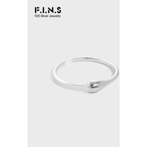 F.I.N.S Minimalist Fine 925 Sterling Silver Waterdrop Shaped Ring Open Thin Finger Ring Women Simple Silver 925 Jewelry