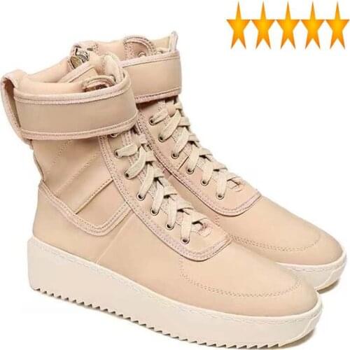 Street Military Sneakers High Men Top Quality Leather Platform Lace Up Zipper Ankle Boots Fashion Hip Hop Shoes Plus Size