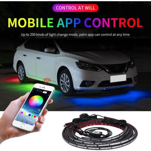 Car Chassis Streamer Ambient Light Strip Flexible Rgb Voice App Remote LED Decorative Styling Backlight Atmosphere Neon Lamp 12v