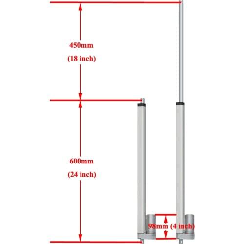 Linear Actuator 18" 450mm Stroke 1000N 220 Pound Max Lift 14mm/s 12Volt DC Motor Multi-function for Electric Medical Industrial