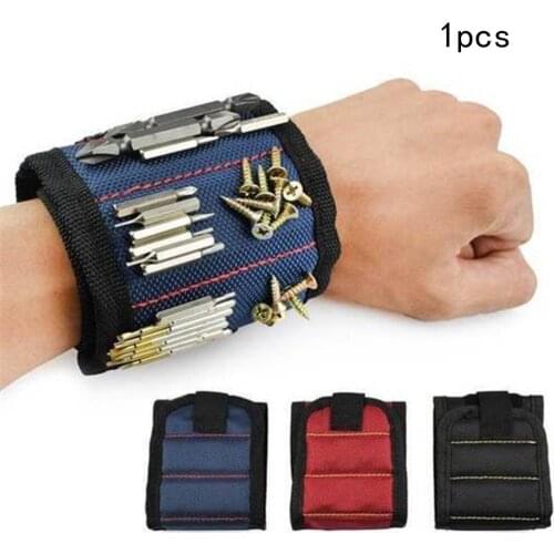 Magnetic Wristband Portable Adjustable Tool Bag Electrician Wrist Tool Belt Screws Nails Drill Bits Bracelet For Repair Tool