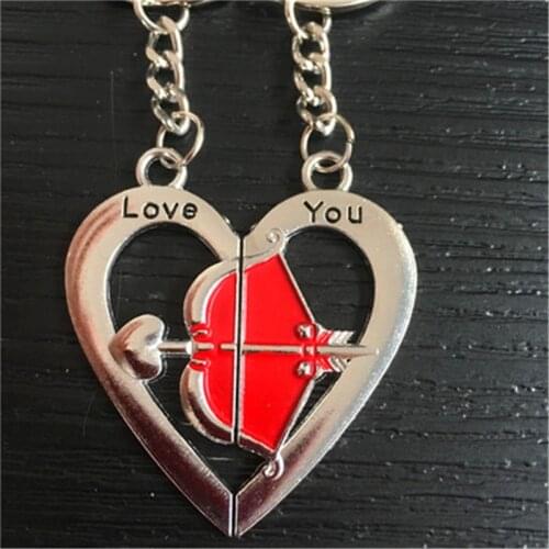 Hot creative metal key chain one arrow wear heart couple key chain car key pendant Valentines day gift men and women jewelry