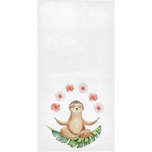 Cute Yoga Sloth in Lotus Position with Flowers Soft Guest Large Home Decorative Hand Towels Multipurpose for Bathroom, Hotel, Gy