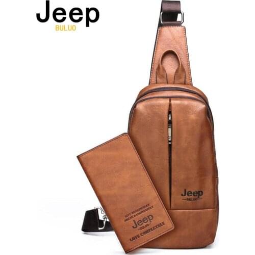 JEEP BULUO Brand High Quality Men Travel Shoulder Bag Cool Big Size Mens Bag Luxury Double Zipper Crossbody Sling Bags
