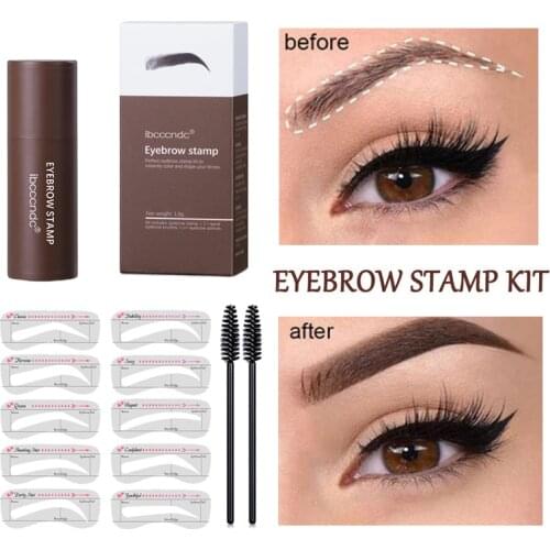 Eyebrow Stamp Shaping Makeup Waterproof Brow Powder Natrual Eye Eyebrow Stick Hair Line Contour Brown Black Grey 3 Color