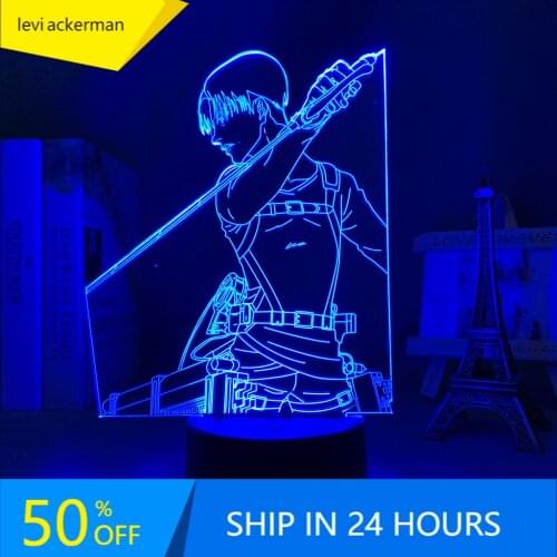 Attack on Titan Led Night Light for Kids Bedroom Decor Nightlight Birthday Gift Bedside Table 3d Lamp Anime Attack on Titan Levi