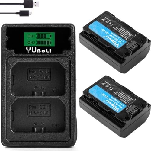 NP-FZ100 NPFZ100 NP FZ100 NP FZ100 Battery + TYPE-C DUAL USB charger for Sony NP-FZ100, BC-QZ1, Sony a9, a7R III, a7 III, ILCE-9