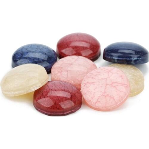 10pcs 25mm Resin Cabochon Round Crack Cabochon Cameo Fit 25mm Cabochons Settings Base DIY Findings Components