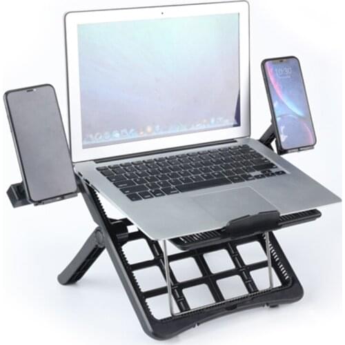 Adjustable Laptop Stand Portable Ergonomic Lapdesk Tray PC Table Bracket Notebook Holder With Phone Mount Computer Riser Cooler