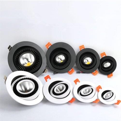 Dimmable recessed LED Downlights Angle Adjustable COB Ceiling Lamp Spot Lights 7w 9w 12w 15w18w Rotating LED downlight AC85-265V