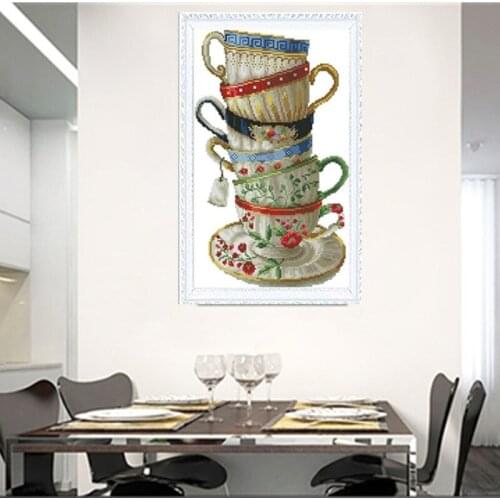 Needlework,DIY DMC Cross stitch 14CT 11CT ,Sets For Embroidery kits coffee cup Counted Cross-Stitching,diang hall decration2