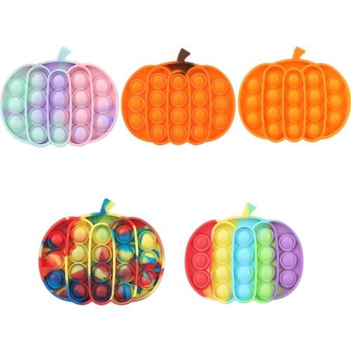 Silicone Pumpkin Shape Push Bubble Sensory Toy Anti-stress Relaxing Fidget Autism Toys Push Bubble Fidget for Adults Kids