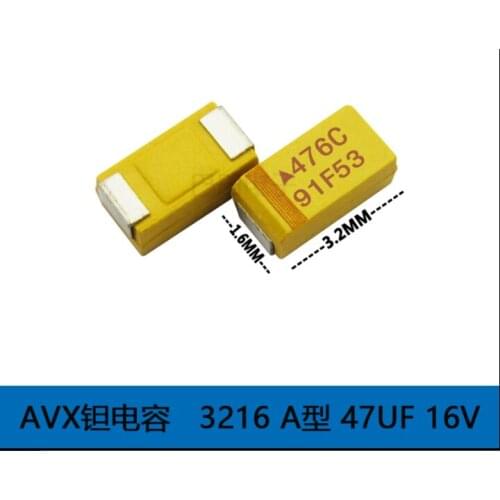 Tantalum Capacitor 3216 47UF 16V Type A 1206 10% 476K TAJA476K016RNJ 474K 0.47UF35VDC fever axial tantalum electrolytic capacito