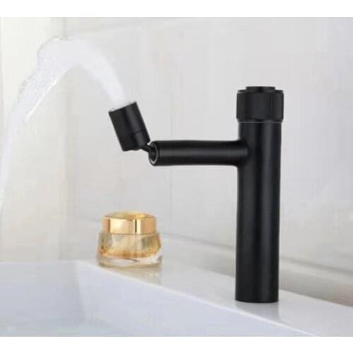 Universal outlet faucet, turn the key to control water, all copper cold and hot basin faucet, black washwoman faucet