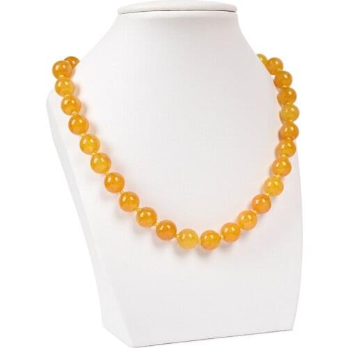 Yellow Chalcedony Jaspers 10mm Round Bead Necklace Handmade DIY Design Jewelry Women Clothing With Festival Birthday Gifts 18"