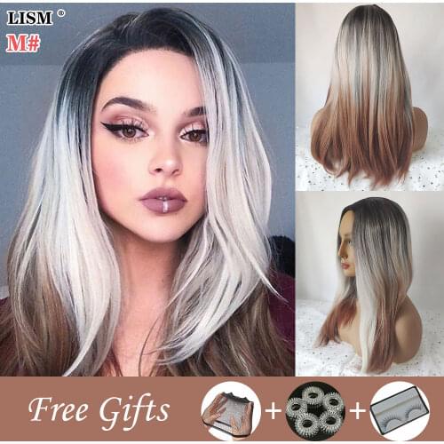 Women Synthetic Wigs New Fashion Ladies Natural Daily Straight Curls High Temperature Heat Resistant Multicolor Fiber Wig Hair