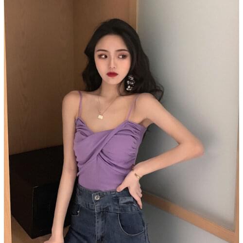 Women Corset Tops Crossover Strap Camisole Spring Summer Knitted Top Womens Clothing Tank Camis Crop Top For Women