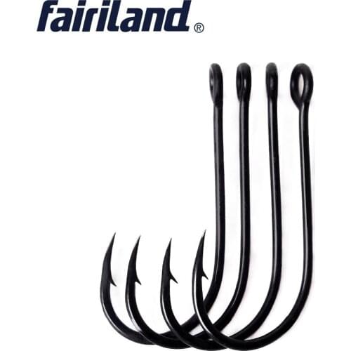 10pcs Worm Spinner Blade Fishing Hooks Black Coated Sharp Point Round Bend Barbed Walleyes Fishing Hooks